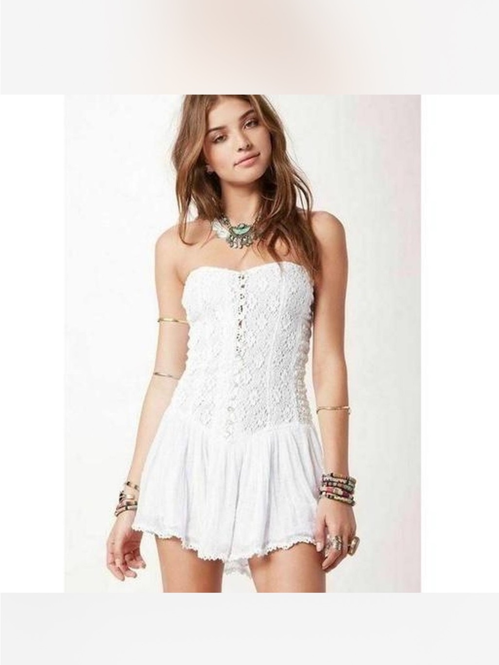 Jen’s Pirate Booty for Free People Delicate Lace Button Ruffle Romper
